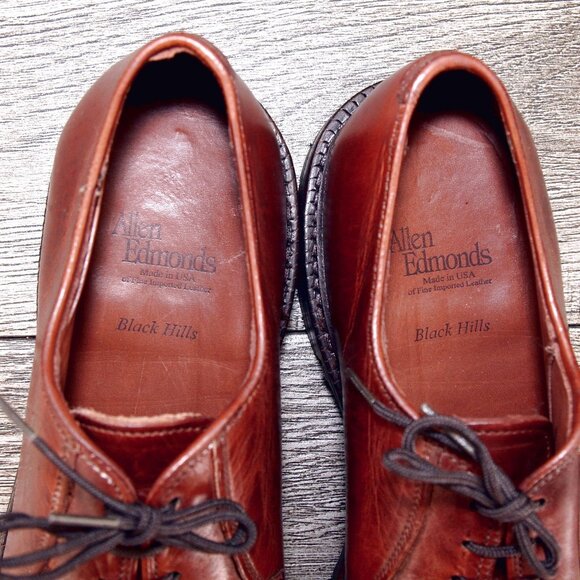 * worn 1x * Allen Edmonds BLACK HILLS 10 D Walnut Saddle * add $15 Cedar Trees - Picture 5 of 13